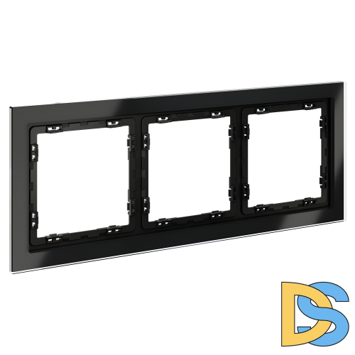 Рамка стеклянная VOLTUM S70 на 3 поста, (черный,стекло)