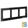 Рамка стеклянная VOLTUM S70 на 3 поста, (черный,стекло)