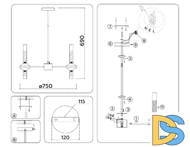 Люстра на штанге Ambrella Light High Light Modern LH55360