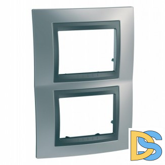 Рамка 2-ая (двойная) вертикальная, Хром матовый/Графит (металл), серия UNICA TOP/CLASS, Schneider Electric