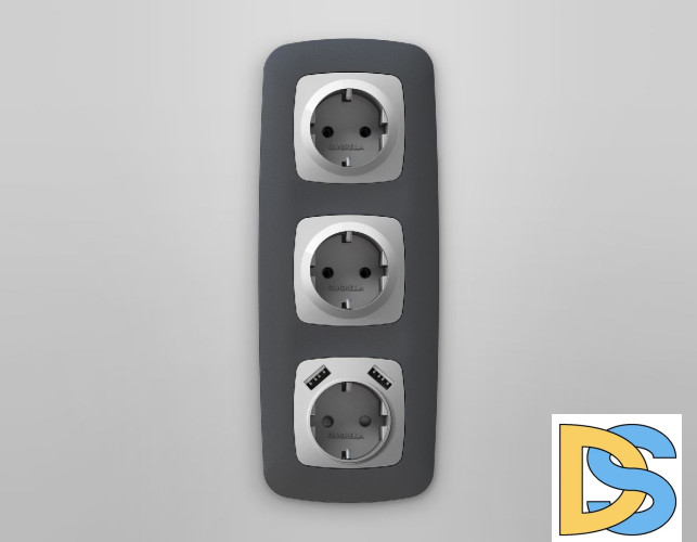 Лицевая панель для розетки с/з со шторками 2USB A+A Ambrella Volt Omega OP4090