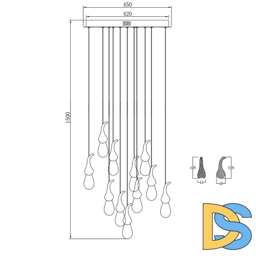 Подвесной светильник Delight Collection Seed OMG07287-11 gold