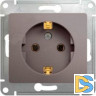 Розетка 1-ая электрическая, с заземлением, Платина, серия Glossa, Schneider Electric