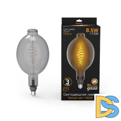 Лампа светодиодная филаментная Gauss E27 8,5W 1800K серая 152802005