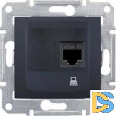 Розетка компьютерная 1-ая экранированная кат.6е, RJ-45 (интернет), Графит, серия Sedna, Schneider Electric