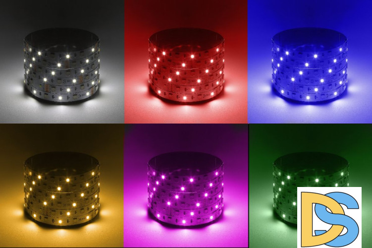 Светодиодная лента Эра 12В 5050 14,4Вт/м RGB+6500K 5м IP20 LS5050-14,4-60-12-RGB+W(6500)-IP20-1 year-5m Б0059911