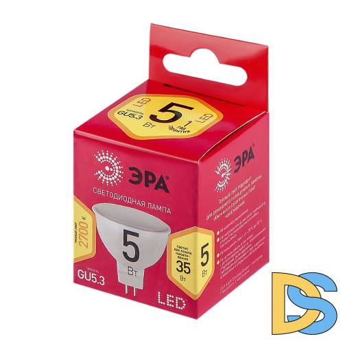 Лампа светодиодная Эра GU5.3 5W 2700K LED MR16-5W-827-GU5.3 R Б0050230