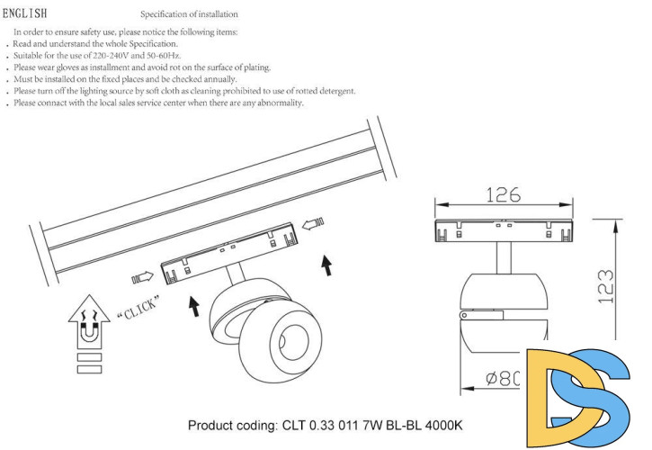 Трековый светодиодный светильник для магнитного шинопровода Crystal Lux Space CLT 0.33 011 7W BL-BL 4000K