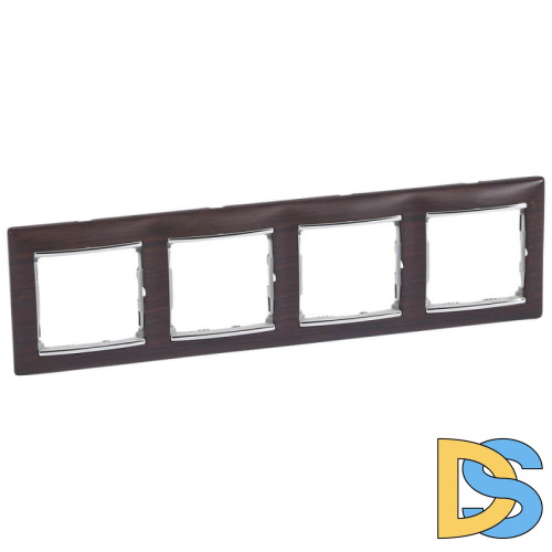 Рамка 4-постовая Legrand Valena темное дерево/серебряный штрих 770374