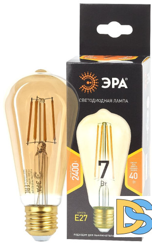 Лампа светодиодная Эра E27 7W 2400K F-LED ST64-7W-824-E27 gold Б0047664