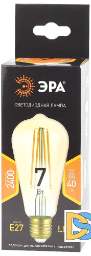 Лампа светодиодная Эра E27 7W 2400K F-LED ST64-7W-824-E27 gold Б0047664