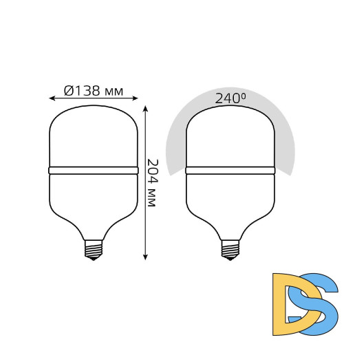 Лампа светодиодная Gauss E27 50W 4000K матовая 63225