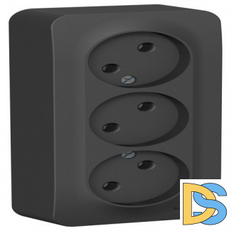 Розетка 3-я б/з без шторок 16А, 250В, изолир пластина, Schneider Blanca Антрацит