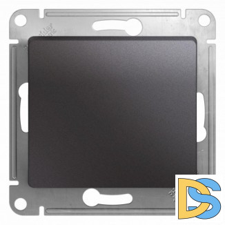 Выключатель 1-клавишный; кнопочный, Графит, серия Glossa, Schneider Electric