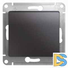 Выключатель 1-клавишный; кнопочный, Графит, серия Glossa, Schneider Electric