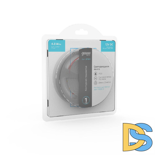 Светодиодная лента Gauss Basic 12В 2835 4,8Вт/м 4000K 2м IP20 BT001