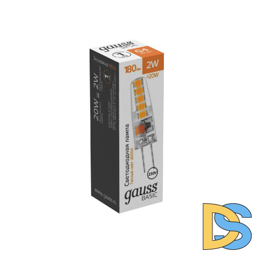 Светодиодная лампа Gauss Basic G4 2W 3000K 1169712