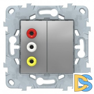 Розетка аудио/видео RCA с тремя гнездами "тюльпан", Алюминий, серия Unica New, Schneider Electric