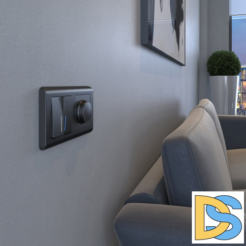 Выключатель Werkel двухклавишный с подсветкой графит рифленый W1120104 4690389158476