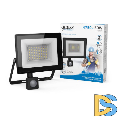 Прожектор светодиодный Gauss Elementary 50W 6500К 628511350