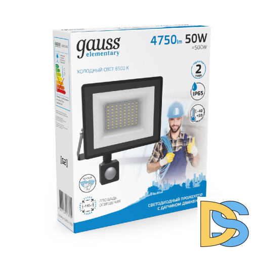 Прожектор светодиодный Gauss Elementary 50W 6500К 628511350