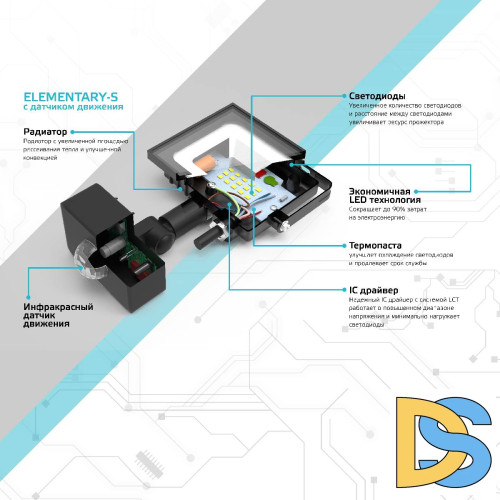 Прожектор светодиодный Gauss Elementary 50W 6500К 628511350