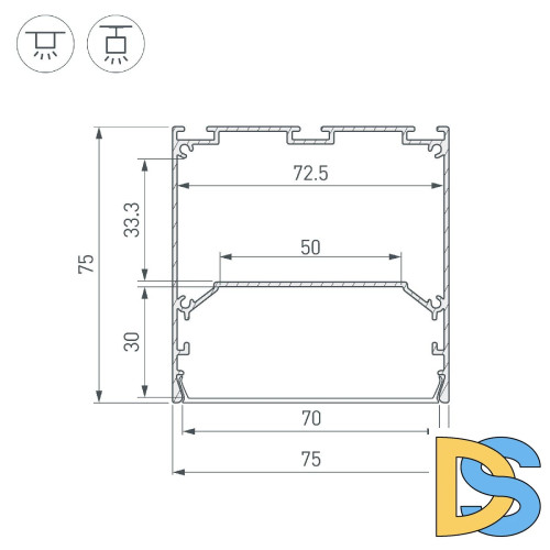 Алюминиевый профиль Arlight LINE-S-7575-3000 WHITE 041860