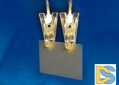 Светодиодная гирлянда (UL-00005484) Uniel Прищепки теплый белый ULD-S0200-010/STB/2AA Warm White IP20 Clips