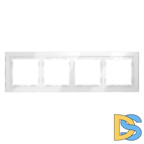 Рамка стеклянная VOLTUM S70 на 4 поста, (белый, стекло)