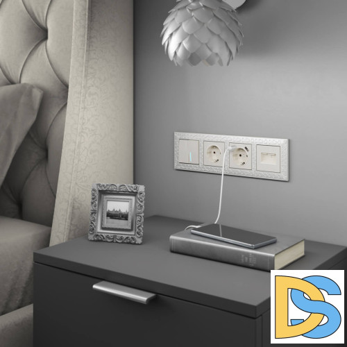 Розетка с заземлением и шторками Werkel перламутровый рифленый W1171113 4690389161032