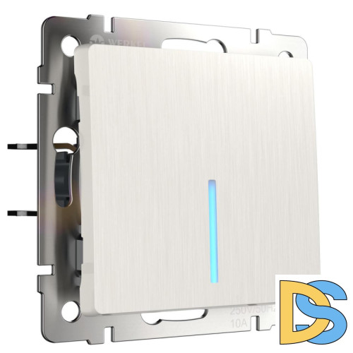 Выключатель одноклавишный с подсветкой Werkel перламутровый рифленый W1110113 4690389160806