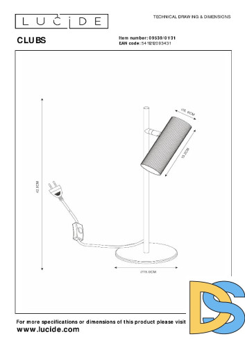 Настольная лампа Lucide Clubs 09539/01/31