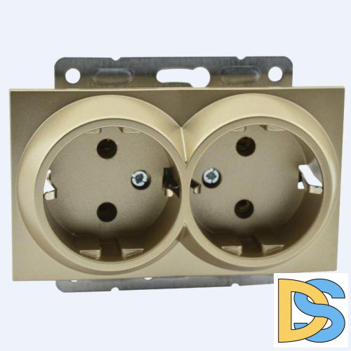 Розетка с заземлением двойная Mono Electric Despina-Larissa 16А 250В титан 500-002204-120