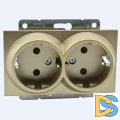 Розетка с заземлением двойная Mono Electric Despina-Larissa 16А 250В титан 500-002204-120