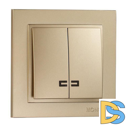 Выключатель двухклавишный с подсветкой Mono Electric Despina 10А 250В титан 102-222225-103