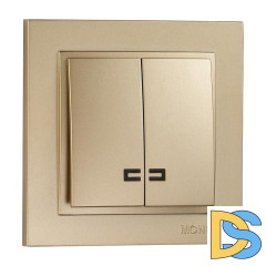Выключатель двухклавишный с подсветкой Mono Electric Despina 10А 250В титан 102-222225-103