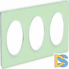 Рамка 3-ая (тройная), Зеленый лед/Белый, серия Odace, Schneider Electric