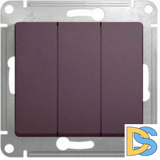 Выключатель 3-клавишный, Сиреневый туман, серия Glossa, Schneider Electric