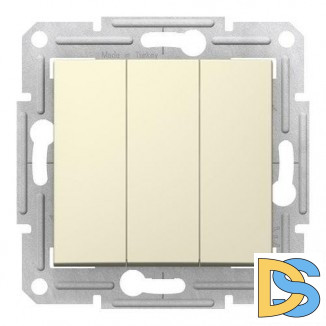 Выключатель 3-клавишный, Бежевый, серия Sedna, Schneider Electric