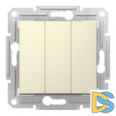 Выключатель 3-клавишный, Бежевый, серия Sedna, Schneider Electric