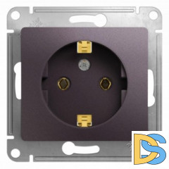 Розетка 1-ая электрическая, с заземлением, Сиреневый туман, серия Glossa, Schneider Electric