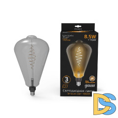 Лампа светодиодная филаментная Gauss E27 8,5W 1800K серая 157802005