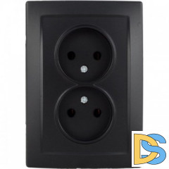 Розетка 2-ая электрическая без заземления, Черный бархат, серия Wessen 59, Schneider Electric