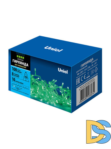 Светодиодная гирлянда (UL-00007198) Uniel 220V зеленый ULD-S1000-100/DTA Green IP20
