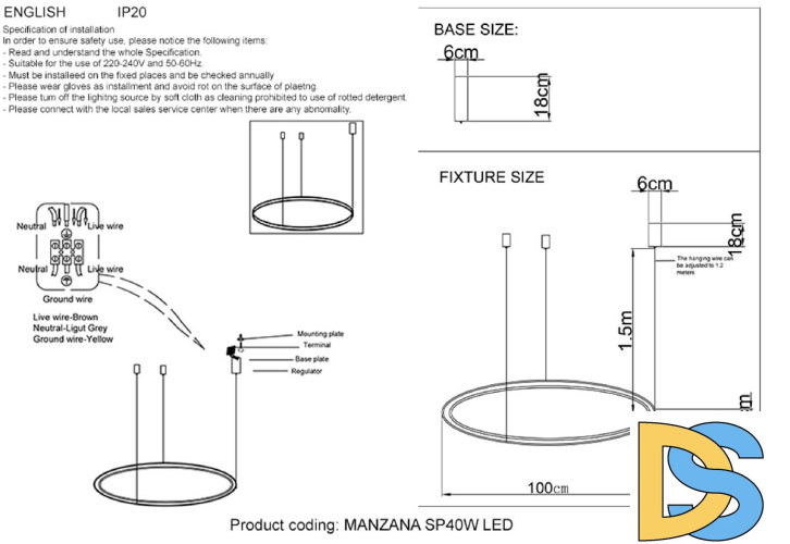 Подвесная люстра Crystal Lux MANZANA SP40W LED BLACK