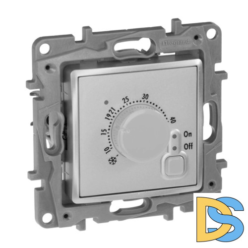 Термостат Legrand Etika с внешним датчиком для тёплых полов алюминий 672430
