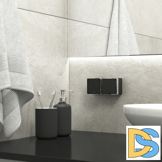 Розетка влагозащ. с зазем. с защит. крышкой и шторками Gallant (черный/хром) W5071235