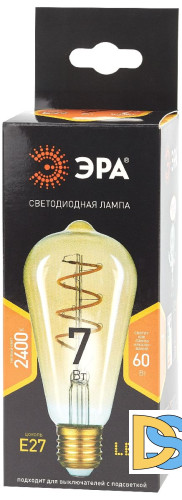 Лампа светодиодная Эра E27 7W 2400K F-LED ST64-7W-824-E27 spiral gold Б0047665