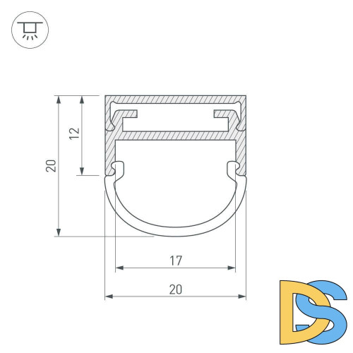 Профиль Arlight ARH-WIDE-B-H20-2000 ANOD 016188