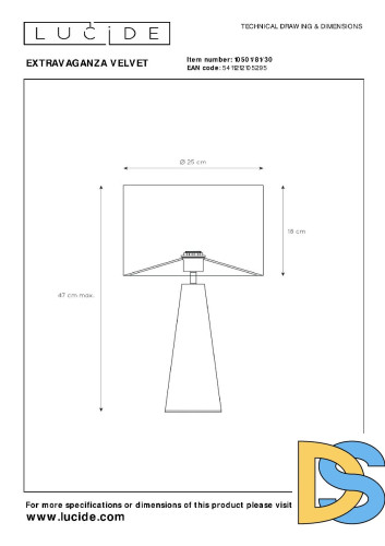 Настольная лампа Lucide Extravaganza Velvet 10501/81/30